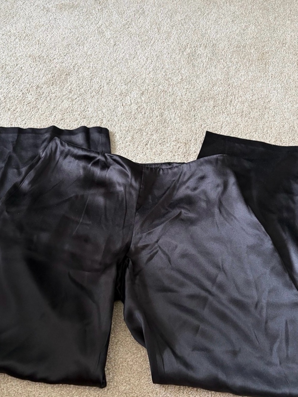 Eileen Fisher NWOT Black Satin Wide-Leg Pants Side Zipper Size Small